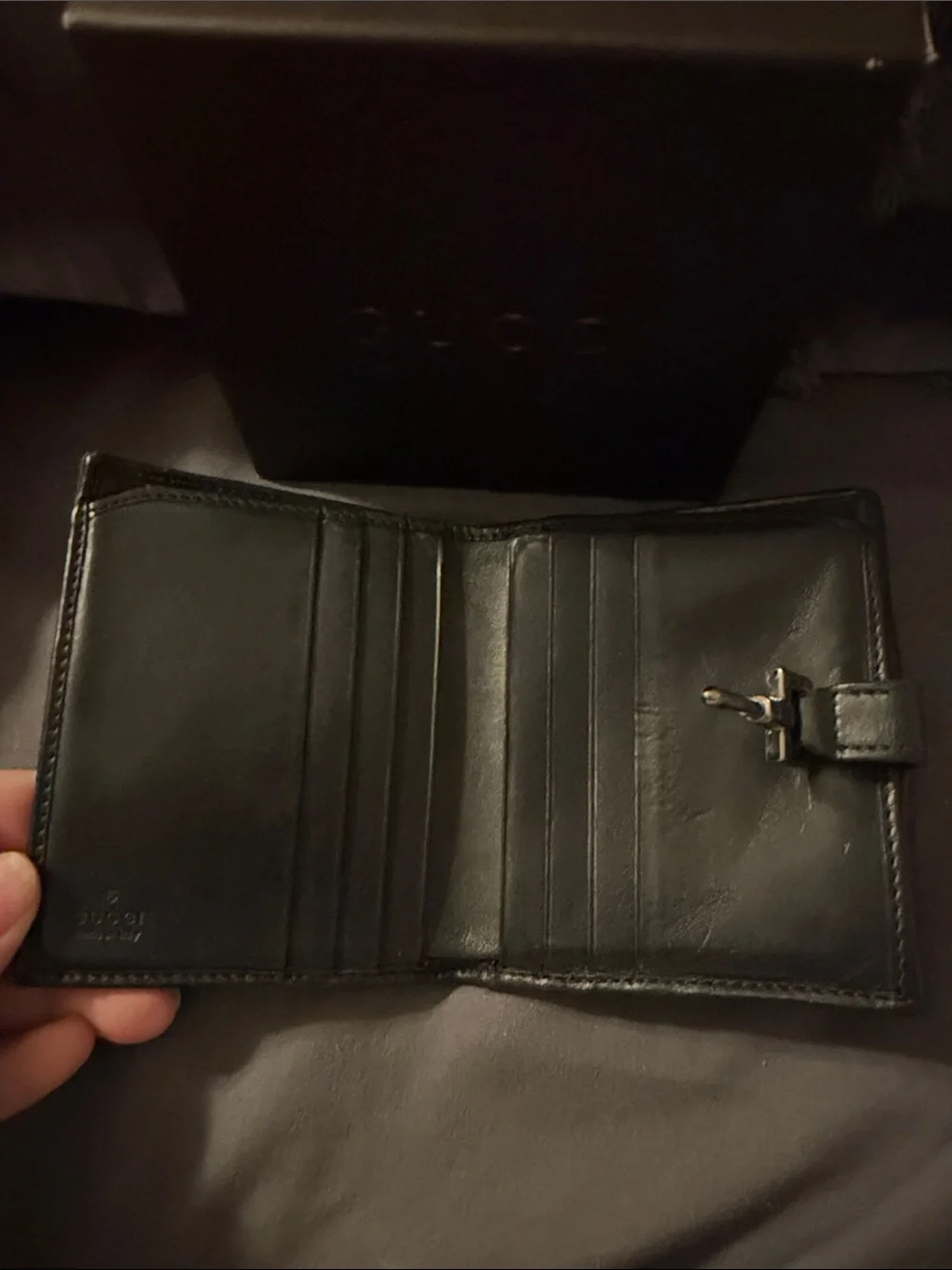 Gucci Black GG Monogram Leather Bifold Wallet with Silver Hardware - Picture 7 of 13